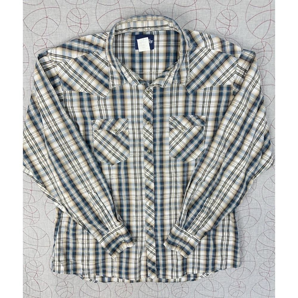 Wrangler Western Pearl Snap Shirt Plaid Cowboy / Men's XXL